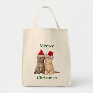 Bolsa Tote Saco de Tote de Kitten Feliz de Natal