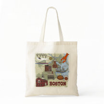 Saco de Tote de Mapa Ilustrado de Boston
