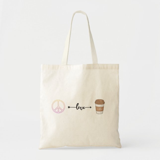 Bolsa Tote Saco de Tote de Paz, Amor e Café (Frente)