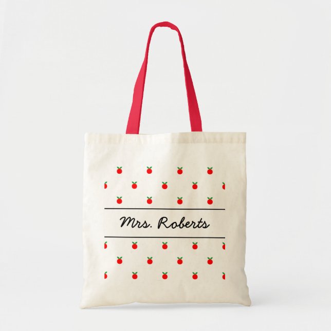 Bolsa Tote Saco de tote de professor personalizado | maçãs ve (Frente)