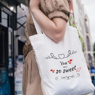 Bolsa Tote Saco de Tote de Script "você é doce"