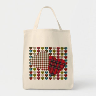 Bolsa Tote Saco de Tote do Coração de Tartan