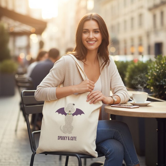 Bolsa Tote Saco de Tote do Dia das Bruxas de Poodle Louco e B (Criador carregado)