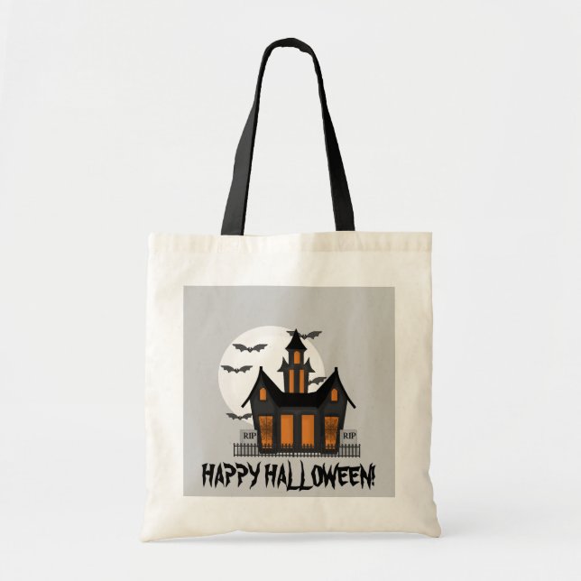 Bolsa Tote Saco de tote do Halloween Haunted House (Frente)