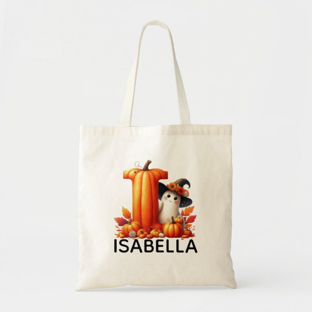 Bolsa Tote Saco de Tote do Halloween Monograma Personalizado (Frente)