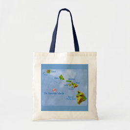 Bolsa Tote Saco de tote do mapa da ilha do Havaí azul