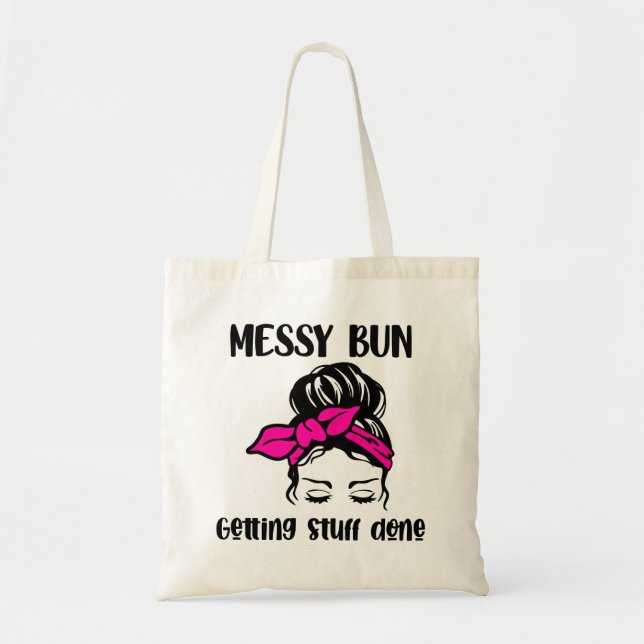 Bolsa Tote Saco de Tote do Messy Bun Hairstyle (Frente)