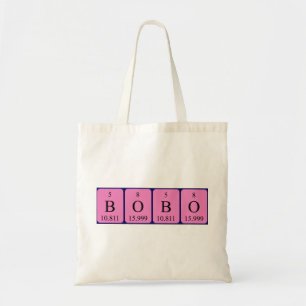 Bolsa Tote Saco de tote do nome da mesa periódica Bobo
