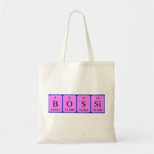 Bolsa Tote Saco de tote do nome da mesa periódica Bossi