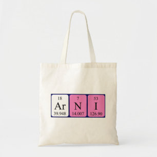 Bolsa Tote Saco de tote do nome da mesa periódica da Arni