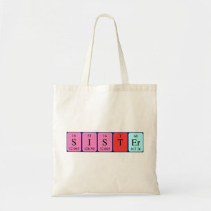 Bolsa Tote Saco de tote do nome da mesa periódica da irmã