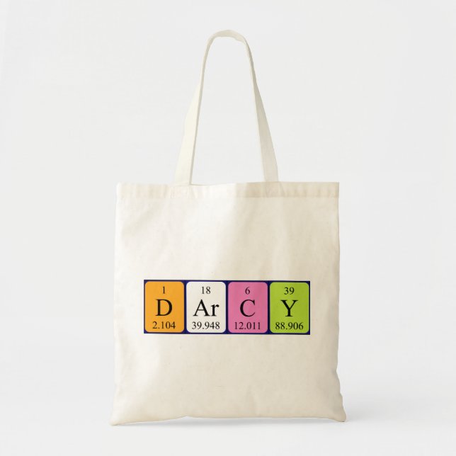 Bolsa Tote Saco de tote do nome da mesa periódica Darcy (Frente)