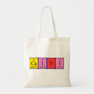 Bolsa Tote Saco de tote do nome da mesa periódica do Caiti