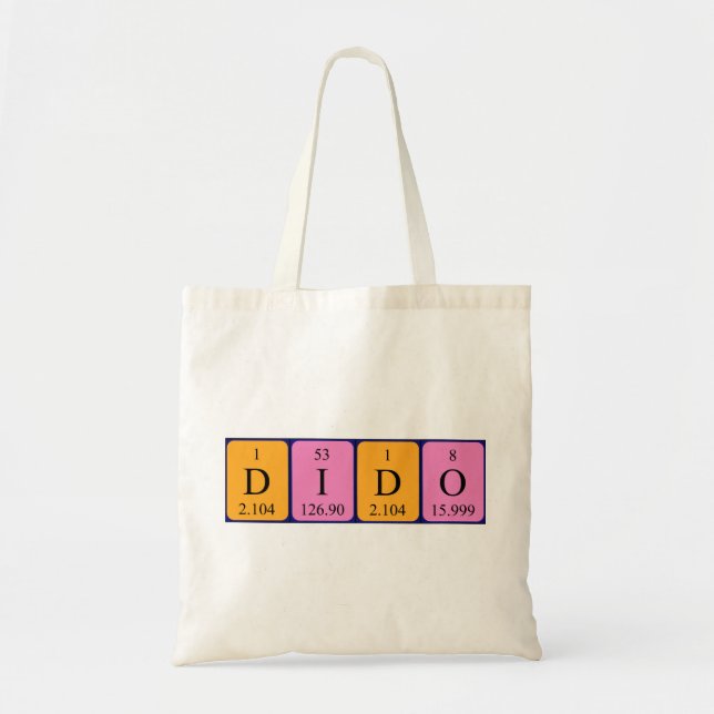 Bolsa Tote Saco de tote do nome da mesa periódica do Dido (Frente)