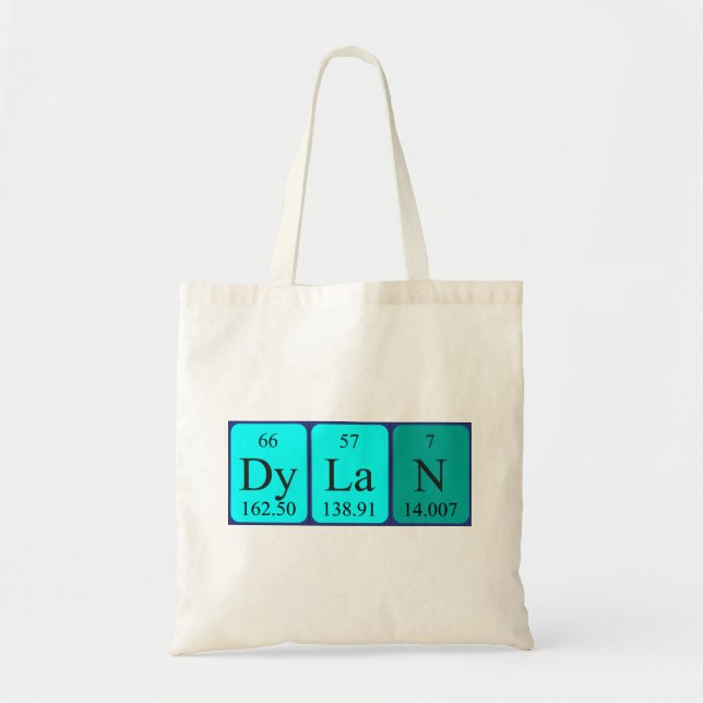 Bolsa Tote Saco de tote do nome da mesa periódica Dylan (Frente)