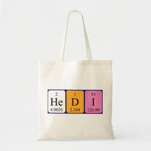 Bolsa Tote Saco de tote do nome da mesa periódica Hedi