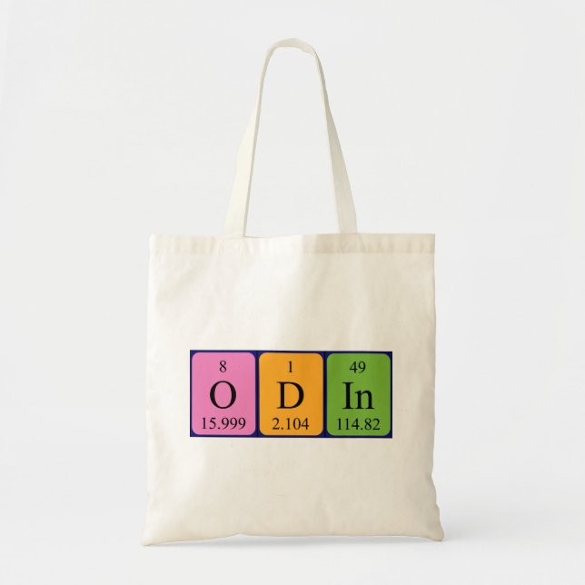 Bolsa Tote Saco de tote do nome da mesa periódica Odin (Frente)