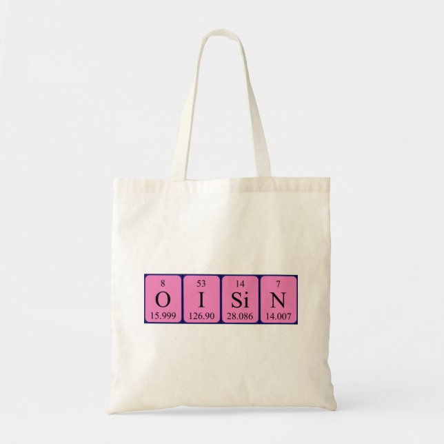 Bolsa Tote Saco de tote do nome da mesa periódica Oisin (Frente)
