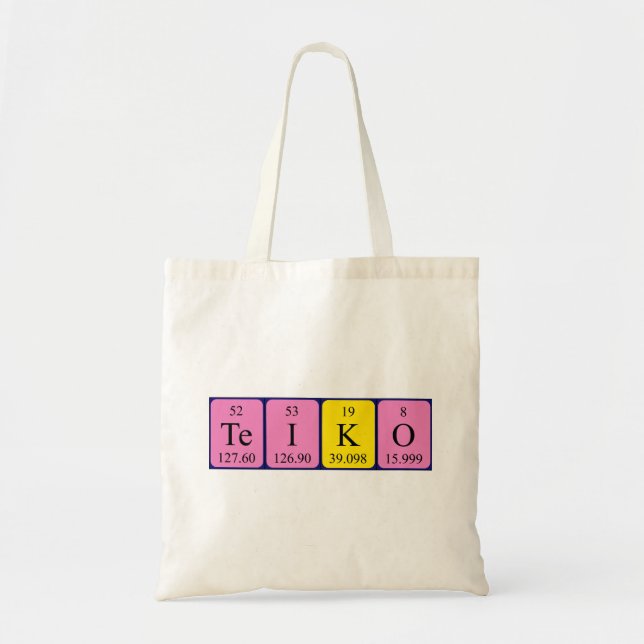 Bolsa Tote Saco de tote do nome da mesa periódica Teiko (Frente)