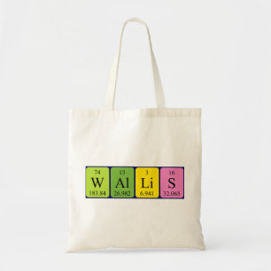 Bolsa Tote Saco de tote do nome da mesa periódica Wallis