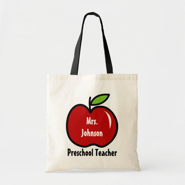 Bolsa Tote Saco de tote do professor pré-escolar | Personaliz (Frente)
