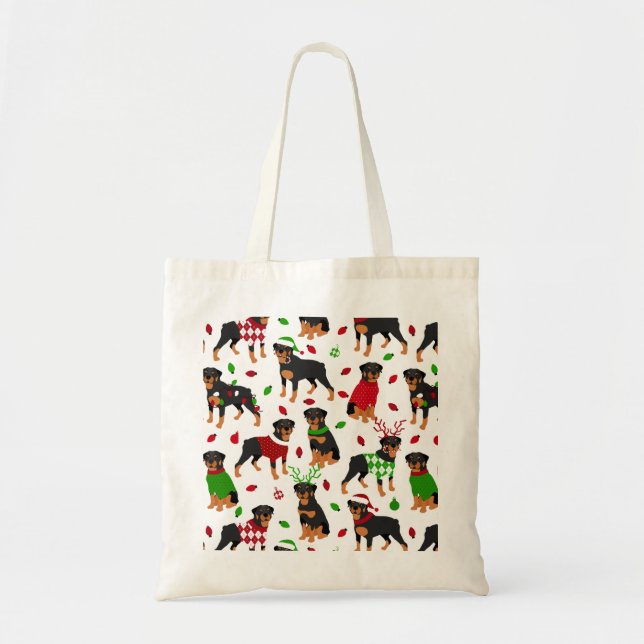 Bolsa Tote Saco de Tote do Rottweiler Natal (Frente)