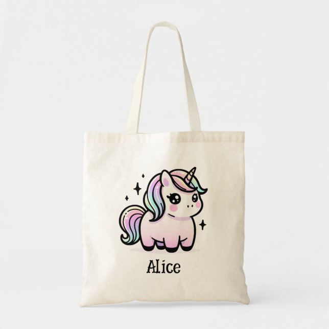 Bolsa Tote Saco de Tote do Unicórn Cute Personalizado (Frente)