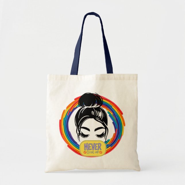 Bolsa Tote Saco de Tote do Vibes - Nunca Desistir (Frente)