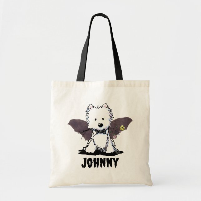 Bolsa Tote Saco de Tote do Westie do Halloween Personalizado (Frente)