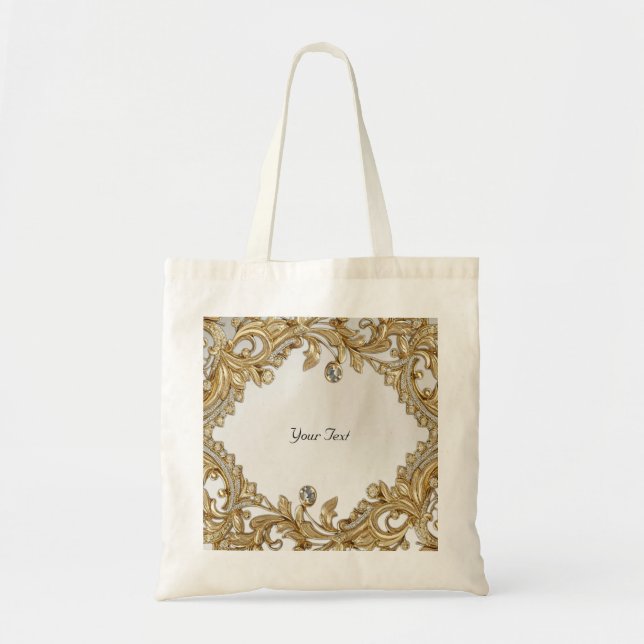 Bolsa Tote Saco de Tote Dourado Decorativo (Frente)
