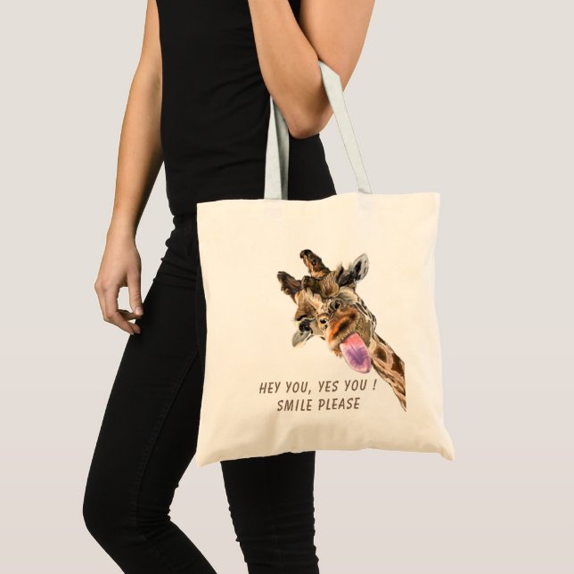 Bolsa Tote Saco de Tote Engraçado com PlayfulGiraffe - Texto  (Frente (produto))