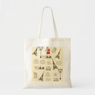 Bolsa Tote Saco de Tote Estético de Paris Amarelo Suave