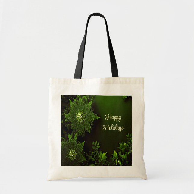 Bolsa Tote Saco de Tote Floral Verde de Natal Feriado (Frente)