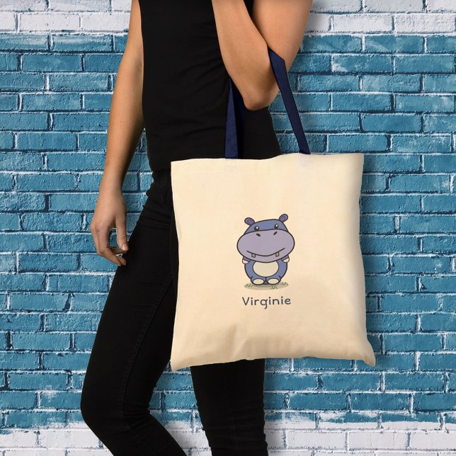 Bolsa Tote Saco de Tote Hippo Cortado (Cute Hippo Tote Bag)