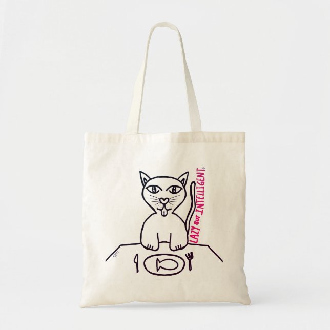 BOLSA TOTE SACO DE TOTE LAZY MAS INTELIGENTE DO KAT DO GATINH (Frente)