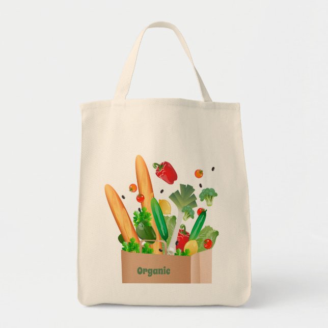 Bolsa Tote Saco de tote orgânico com uma ilustração deliciosa (Frente)