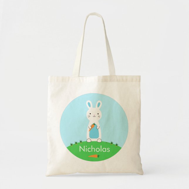 Bolsa Tote Saco de Tote Personalizado da Páscoa Bunny (Frente)