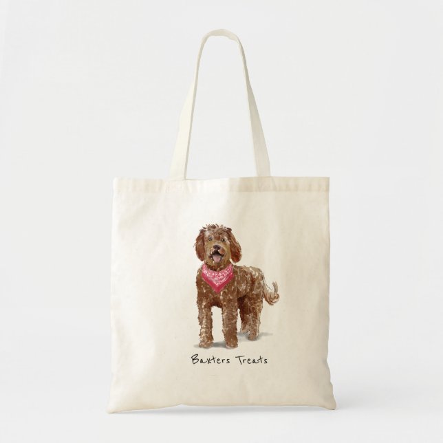Bolsa Tote Saco de Tote Personalizado do Cão Labradoodle (Frente)