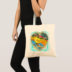 Bolsa Tote Saco de Tote Personalizado do Coração do Pássaro A
