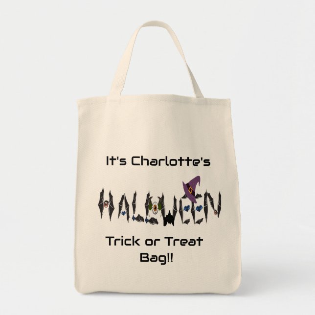 Bolsa Tote Saco de Tote Personalizado do Halloween (Frente)
