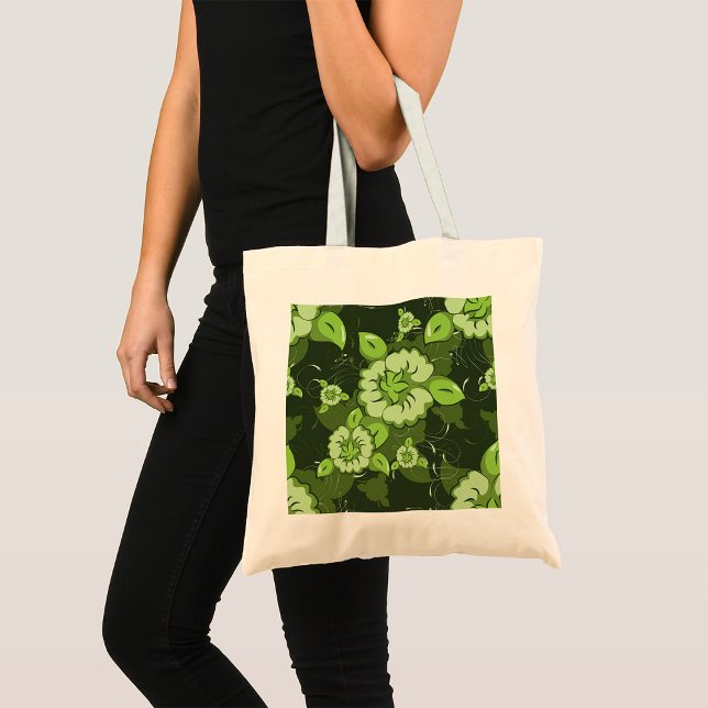 Bolsa Tote Saco de Tote Verde Floral (Criador carregado)
