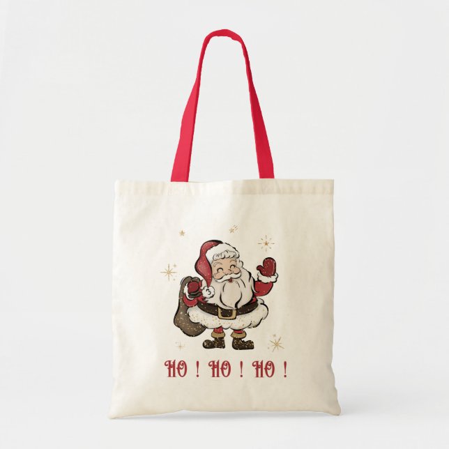 Bolsa Tote Saco de Tote Vermelho do Papai Noel (Frente)