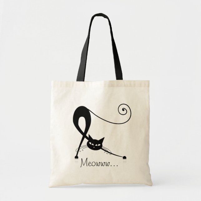 Bolsa Tote saco de totebag preto de gatos (Frente)