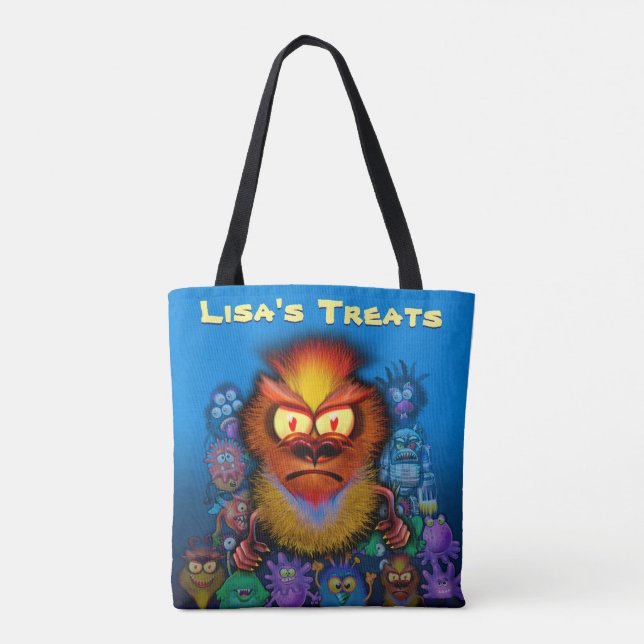 Bolsa Tote Saco de tratamento personalizado do Halloween (Verso)