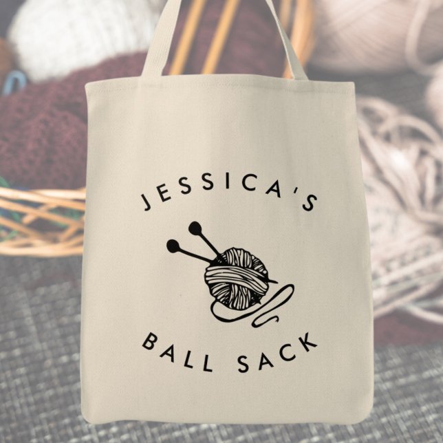 Bolsa Tote Saco de tricô engraçado personalizado (Personalised Funny Knitting Ball Sack Tote Bag)