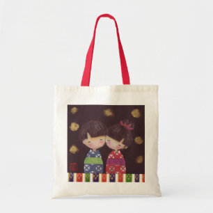 Bolsa Tote Saco do 夫婦 de Kokeshi
