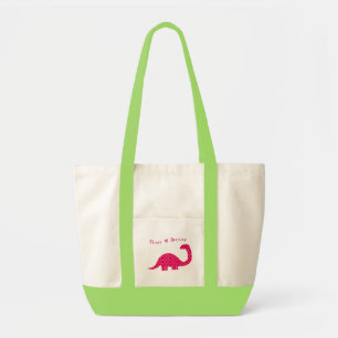 Bolsa Tote Saco do acento do dinossauro da flor