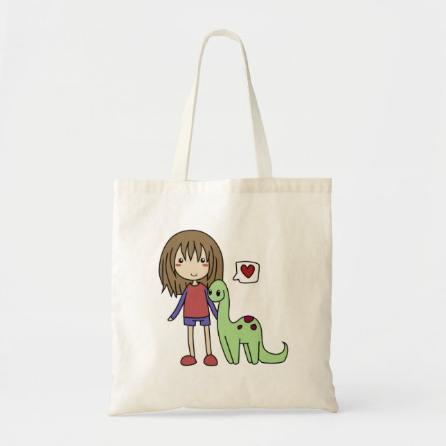Bolsa Tote Saco do amor do dinossauro (Frente)