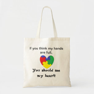 Bolsa Tote Saco do autismo do coração