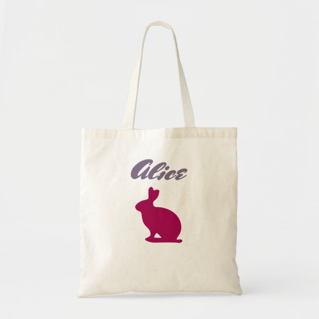 Bolsa Tote Saco do Coelho da Alice Personalizada (Frente)